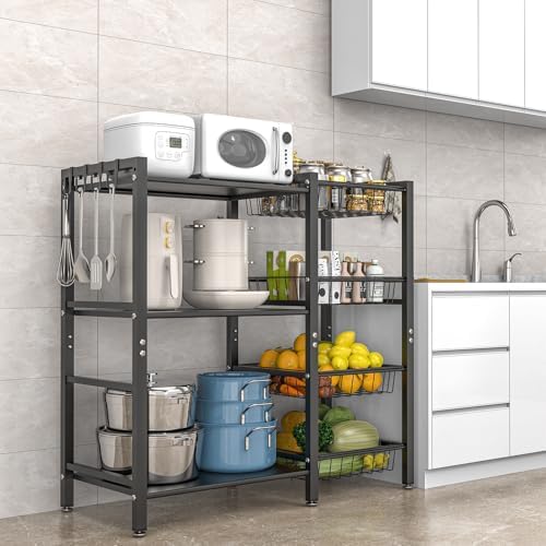 Hastatii 3-Tier Baker's Rack with 4 Baskets