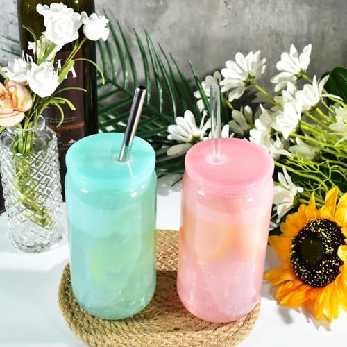 16oz Plastic Mason Jars, 6Pack Mason Drinking Acrylic Cups with