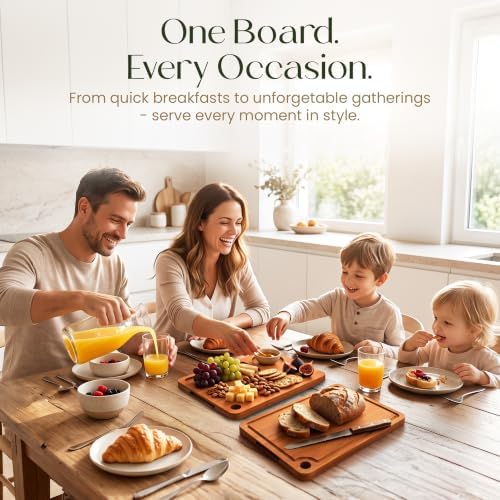 3-Piece Bamboo Cutting Boards - Large Wood Cutting Boards for Kitchen