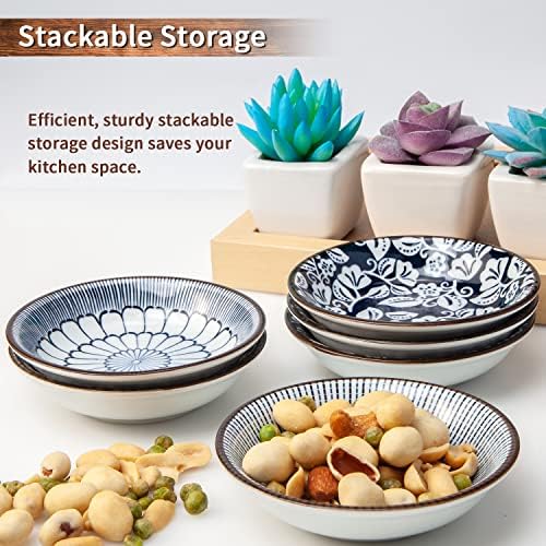Eisinly 6 Pack Dipping Bowls,3 OZ Small Ceramic Soy Sauce Dish,Vintage