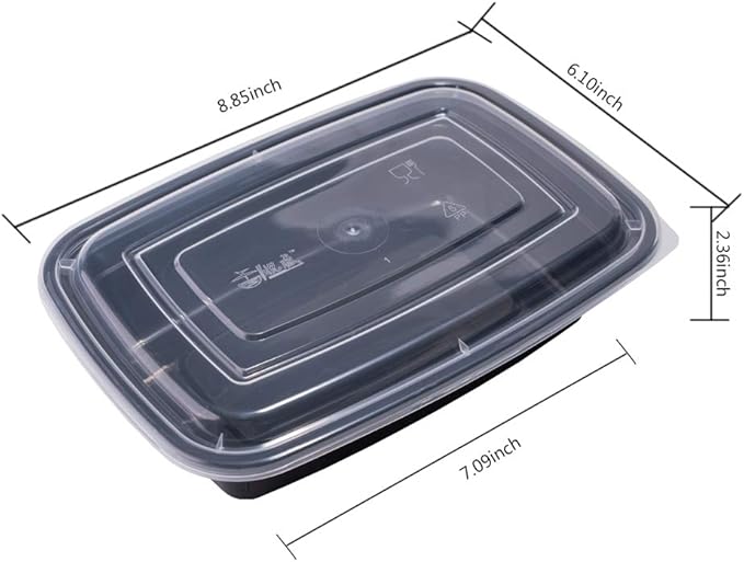 50-Pack Food Prep Containers, 1000ML/ 34 OZ Microwavable Food Storage Containers - Image 3