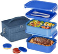 74 OZ Bento Lunch Box with Lunch Bag, Blue