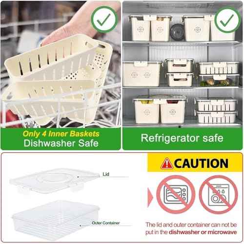 2 Pcs Salad Bar Containers for Fridge with Lid
