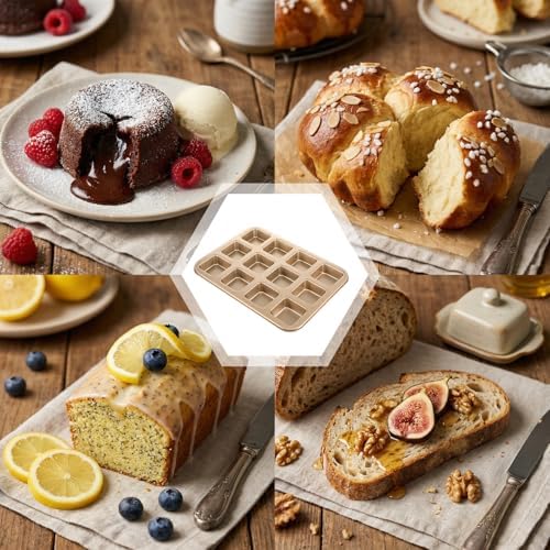 3 Pcs Brownie Pan with Dividers, 12 Cavity Square Non-Stick All Edges