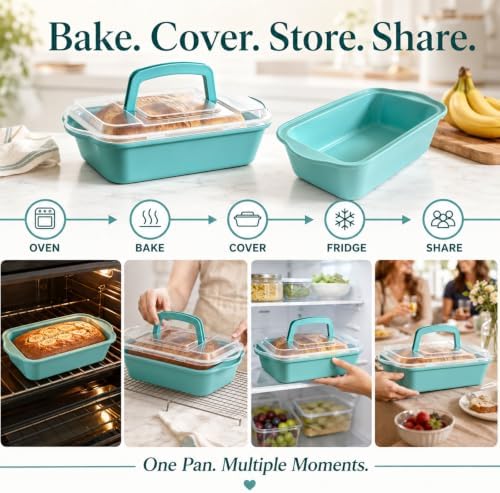 2 Pack 9x5 Inch Loaf Pan with Lid, Nonstick Bread Pans for Baking