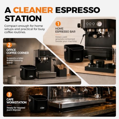 IKAPE Espresso Knock Box for Coffee Grounds, 1.5L Large Capacity