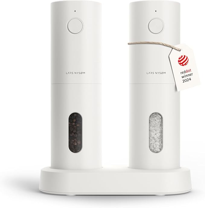 LARS NYSØM Electric Salt and Pepper Grinder Set, USB Rechargeable, Automatic by LN