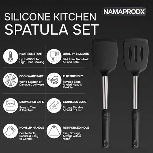 Silicone Spatula Set (2-Pc) - 600°F Heat Resistant, BPA-Free