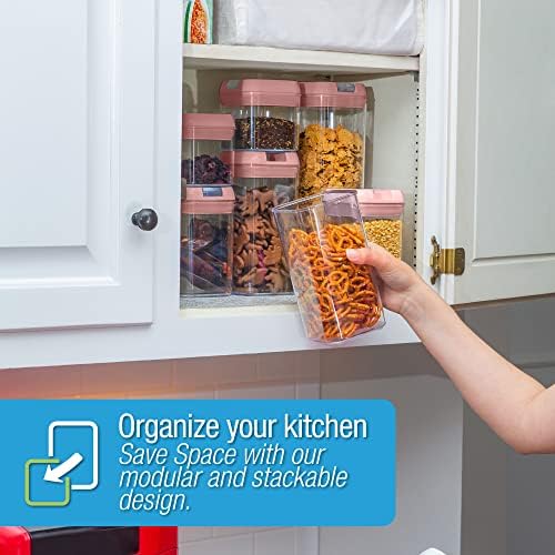 Set of 7 Airtight Food Storage Containers - Pantry Organizer Bins, BPA