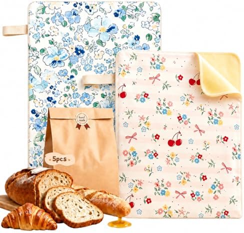 7PCS Beeswax Bread Bags for Sourdough Bread Storage