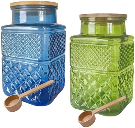 Coriario 60oz Coffee and Sugar Container Set of 2 Glass Canister with