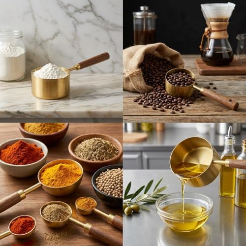 Measuring Cups and Spoons Set, 8 Pack, Gold Finish