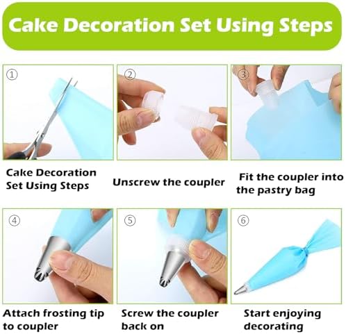 Suuker Ruffle Piping Tips Set, 9-Piece, with Bag