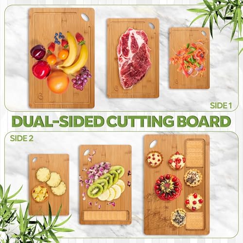 Wood Cutting Boards Set of 3 – Non-Toxic Bamboo Chopping Boards for