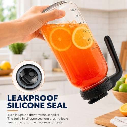 3 Pack 64 oz Pitchers with Lids, Half Gallon Glass Drink Pitchers