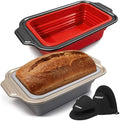 2-Pack Collapsible Silicone Bread Pans with Reinforced Rim & Oven