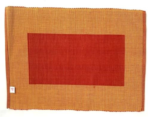 Cotton Placemats Set of 6, Burnt Orange Ribbed Table Mats