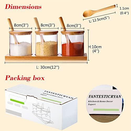 Glass Condiment Canister Set, 10oz, 3 PCS