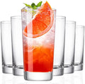 Water Glasses Set of 6, 13.5 oz Glass Cups with Heavy Base