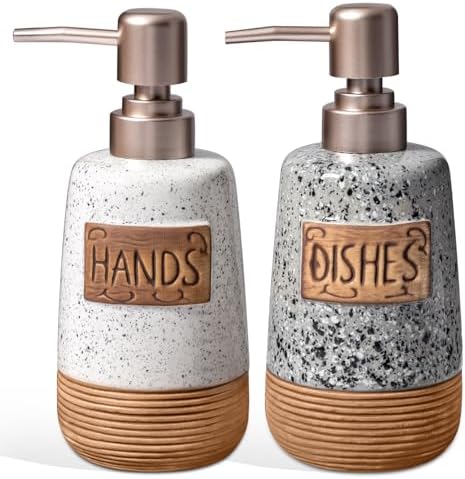 Hand and Dish Soap Dispenser Set, Ceramic, 15 OZ