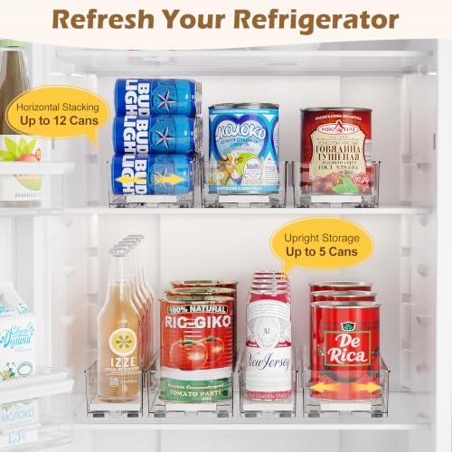 Drink Organizer for Fridge, Spring Push Can Dispenser