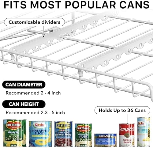 Simple Houseware 3-Tier Stackable Can Organizer Rack Hold 36 Cans, White