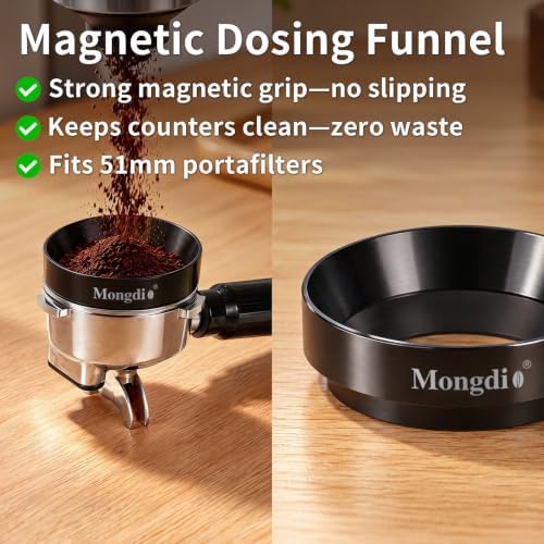 Mongdio 51mm Espresso Accessories Kit: Tamper, Distributor & Dosing