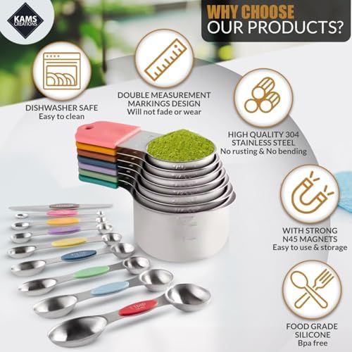 16PCS Magnetic Measuring Cups and Spoons Set with Leveler – Strong N52