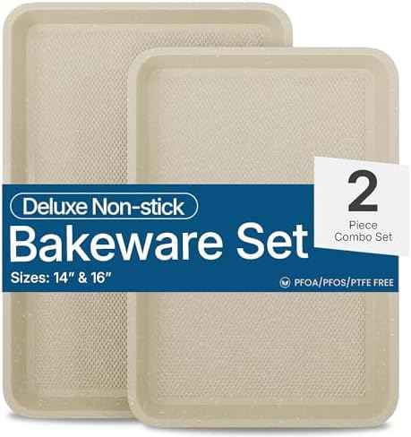 Diamond Bottom Cookie Sheet Set of 2, Nonstick White Marble Carbon