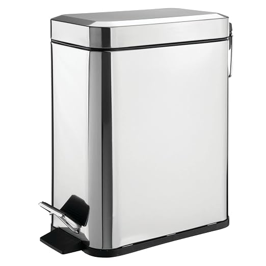 mDesign Small Modern 1.3 Gallon Rectangle Metal Lidded Step Trash Can, Compact by mDesign