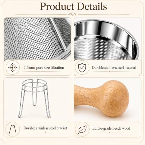 Chinois Strainer Set with Stand & Pestle, China Cap Strainer for