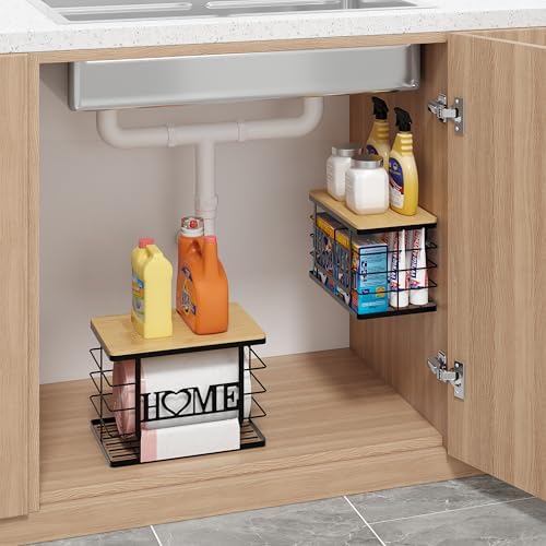 Trash Bag Holder, Thipoten Trash Bags Dispenser with Bamboo Top