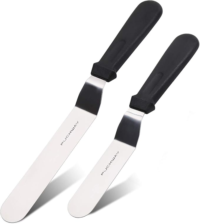Angled Icing Spatula, Stainless Steel Offset Spatula, Cake Spatula Set of 2 by PUCKWAY