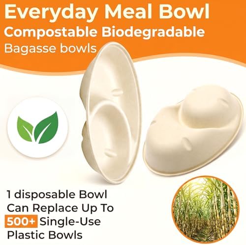Yesland 50 Pack Compostable Food Containers with Lids, 28oz Bagasse