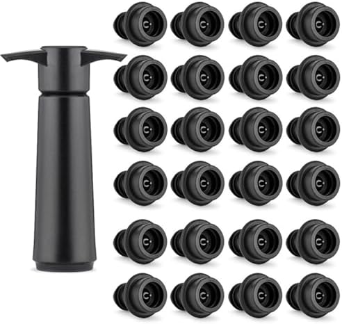 Wine Saver Vacuum Pump Set with 24 Reusable Silicone Stoppers