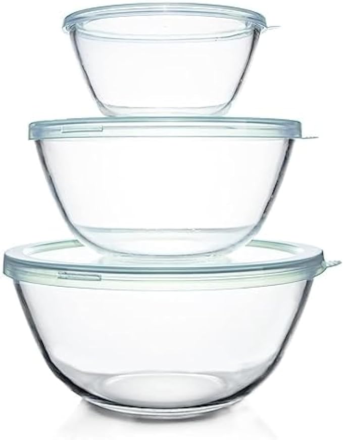 Luvan Glass Mixing Bowls with Lids Set-Large Glass Mixing Bowls, Food Prep by Luvan