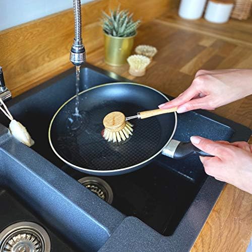 eplanita Natural Dish Brush with 3 Replacement Heads