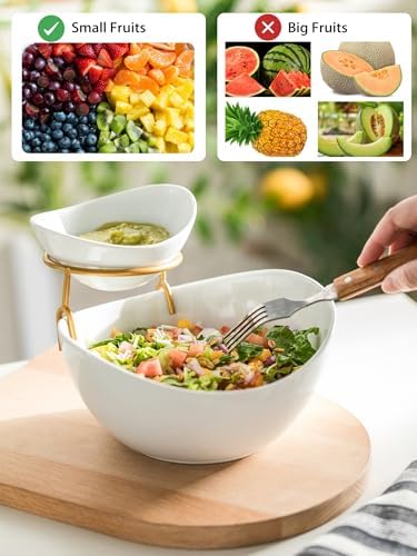 YHOSSEUN Chip and Dip Serving Set 2 Tiered Chip Dip Bowls with Metal