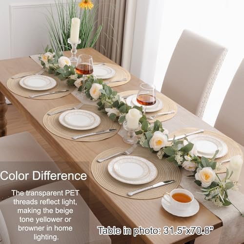 SHACOS Round Braided Placemats Set of 4 Washable Place Mats for Dining