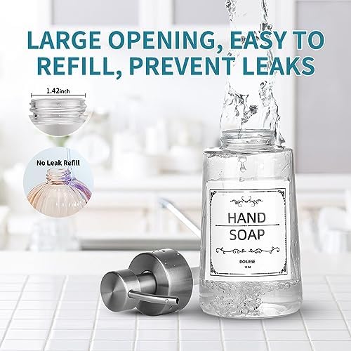 Glass Soap Dispenser 16oz Hand Soap Dispenser Brushed Nickel