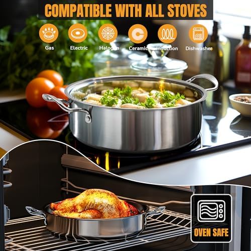 Stainless Steel pots and pans set, 6 PCS Nonstick Induction Cookware