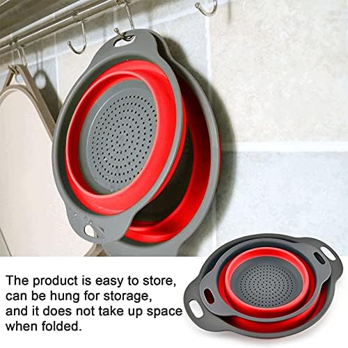 Collapsible Colander Set of 2 Round Silicone Kitchen Strainer Set - 1