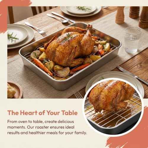 Roasting Pan and Rack Set Stainless Steel Easy Clean Rectangular Roaster with Rack for Cooking Baking(9.25 * 6.89 * 1.97in)