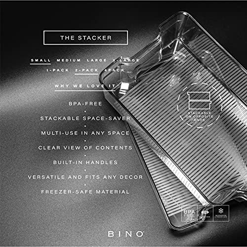 BINO Small Stackable Storage Bins, 2 Pack, Clear Plastic