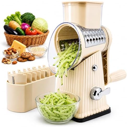 JA&MIU Rotary Cheese Grater with 5 Blades