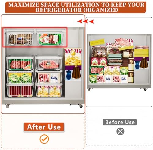 Hanging Freezer Organizer Bins for 5 to 20 Cu.Ft,Leak-Proof