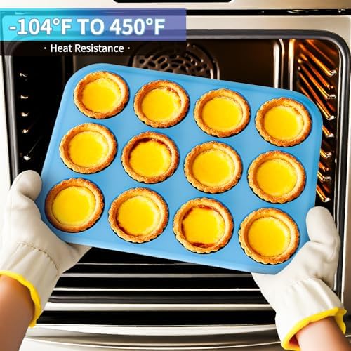 Bangp 12 Cups Silicone Muffin Pan for Baking,2Pack Regular Size
