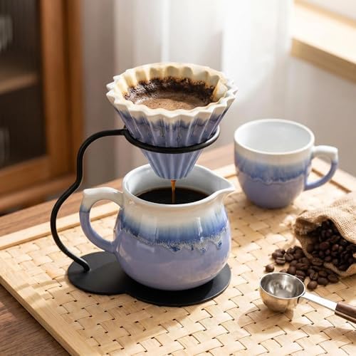 Pour Over Coffee Maker Set, 13.5oz Ceramic Coffee server Purple