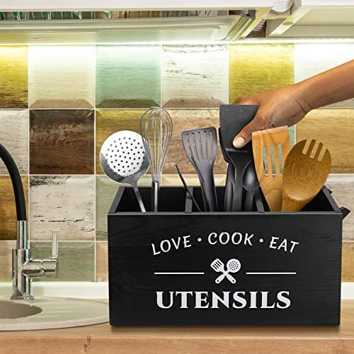 MINCORD Wooden Kitchen Utensil Holder for Countertop