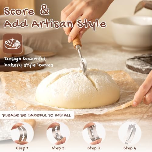 Astercook Sourdough Starter Kit, Round & Oval Banneton Basket